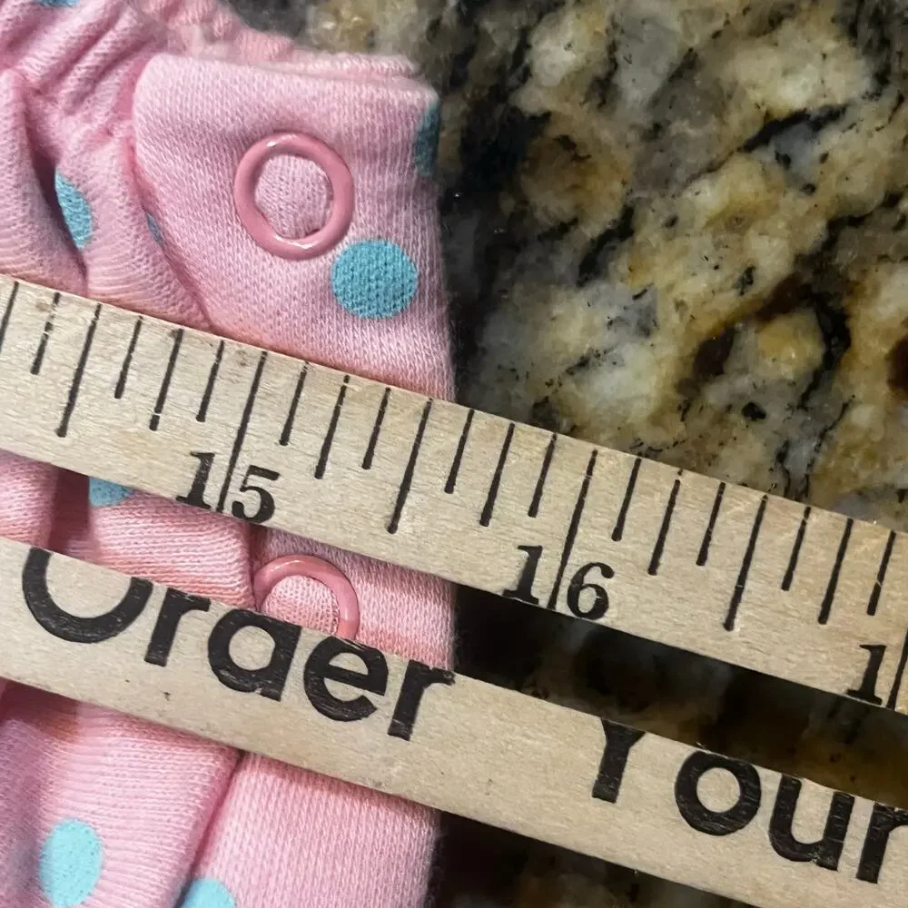 New Vintage KRU Supplies Baby Romper 12M Pink Polka‎ Dot Button Front Bodysuit